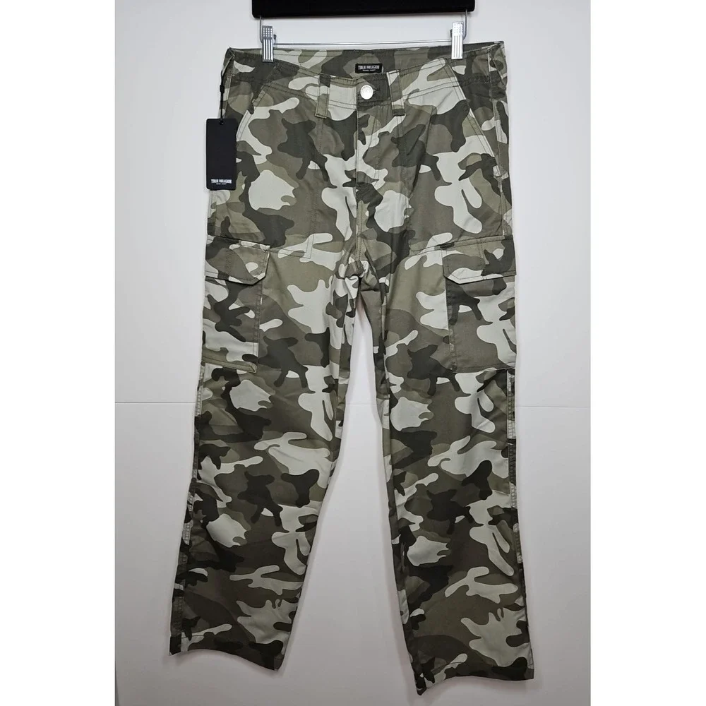 True Religion Womens Camo Cargo Straight Leg Pants Size‎ 29 NWT